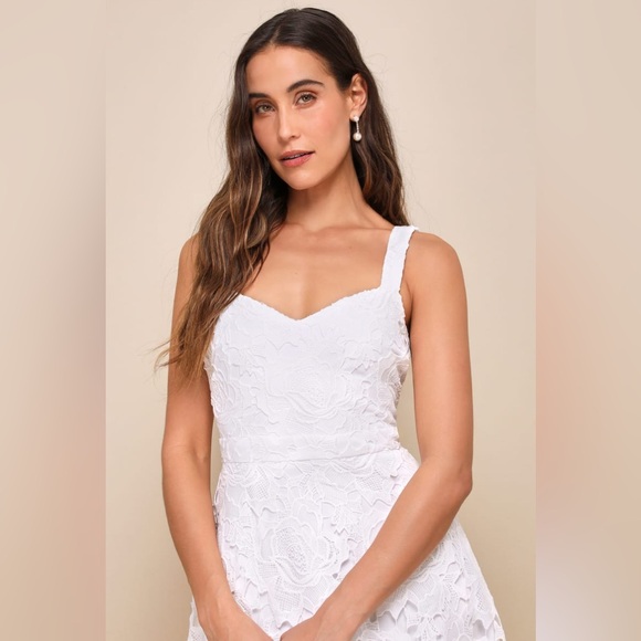 Lulus-Divine Beauty White Lace Midi Dress With Pockets (XL/M) - Picture 5 of 6